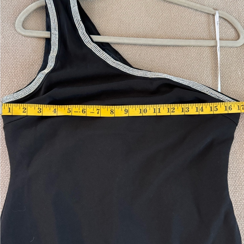 Lulus Luxe Pose Black Rhinestone One-Shoulder Bodycon Mini Dress - Picture 5 of 8